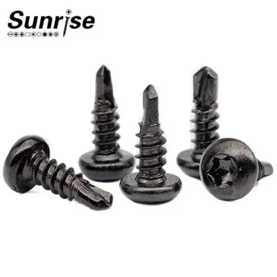 Wkręt samowiercący z łbem okrągłym, Black Roof Tek z 6 występami Torx Drive Pan